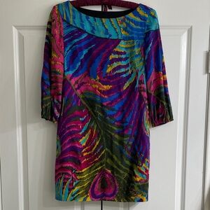 Trina Turk Vibrant Long Sleeve Silk Dress